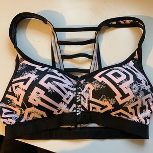 Zip up pink push up bra